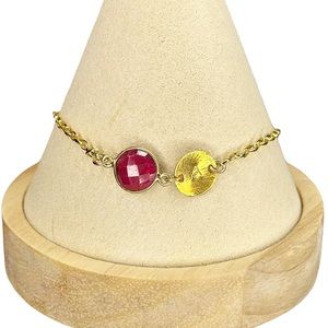 Danique A Initial Gemstone 14/20 Gold Filled Dainty Bracelet